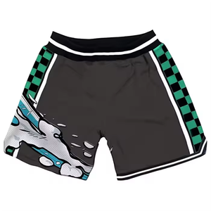 Shorts décontractés pour hommes à taille élastique avec bandes latérales à carreaux, séchage rapide, pantalon de sport, design imprimé par sublimation - Product Image 1