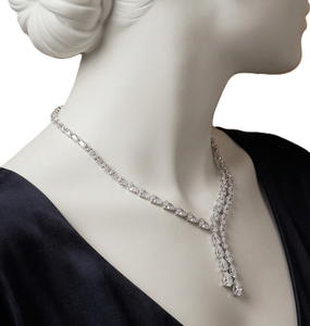 Collar de Diamantes DEF Color VS VVS Claridad, Corte Pera, Tipo Tennis, para Novia, de Oro Sólido de 18K, Collar de Boda, Collar Lariat de Diamantes - Product Image 5