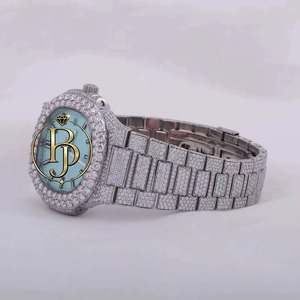 Montre de luxe en acier inoxydable Bling Jewelry, style hip-hop, boîtier carré, écologique, résistance à l'eau 10 bars, montre de mode pour homme, montre de business - Product Image 2