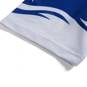 Ensemble maillot de football bleu et short blanc pour homme, personnalisable par sublimation, respirant, en polyester, uniforme pour adultes - Product Image 3