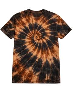 T-shirt en coton personnalisé marron et noir tie-dye à manches courtes, col rond, délavage vintage, pour homme, style streetwear décontracté, été - Product Image 1