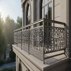 Wholesale EBM-2575 Modern Heavy Duty Cast Iron Balcony Stair Railing Rust Water Resistant <b>Frameless</b> Solutions for Boutique Ho... - Product Image 1