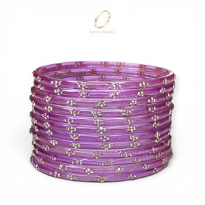 Premium Selling Modern Kashmiri Lavender Fashion Indian Jewelry Raindrop Glass <b>Bangles</b> Crystal for Women Wholesale Price - Product Image 5