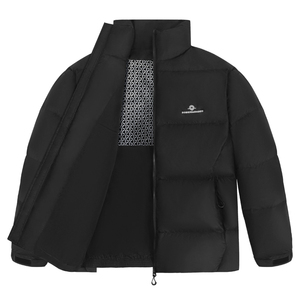 Men's <b>White</b> <b>Puffer</b> <b>Jacket</b> Stand Collar Zipper Closure Windproof Casual Winter <b>Jacket</b> Regular Fit Polyester Wadding - Product Image 2