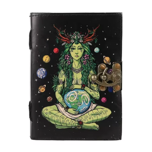 Vintage Genuine Leather Handmade Mother Earth Grimoire Notebook Art Collectible Daily Book Men Women Tree Life Half - Product Image 2