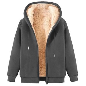 Sudadera con capucha de forro polar Sherpa para mujer, diseño OEM personalizado, estilo otoñal para adolescentes, suéter afelpado de alta calidad con media cremallera, chaqueta de forro polar Sherpa - Product Image 1
