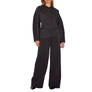 Blazer noir pour femme, coupe ajustée, couleur unie, style décontracté, idéal pour les tenues de sororité, fabrication OEM/ODM sur mesure, mode. - Product Image 2