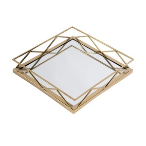 Square Metal Storage Tray With <b>Mirrored</b> Finish Modern Luxury Design For <b>Table</b> <b>Top</b> Organization - Product Image 3