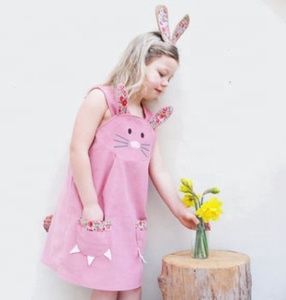 Amazing New <b>Boho</b> Pink Girls Bunny Rabbit Funky <b>Dress</b> With Cute Claw Paw Pockets Crafted With Soft Breathable Pure Cotton Fabric - Product Image 1