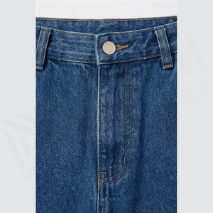 Jean cargo en denim taille haute pour homme, coupe droite, couleur unie, style utilitaire, en coton mi-lourd, pantalon d'automne - Product Image 5