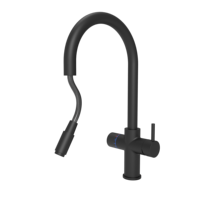 Robinet intelligent F202-C-BK manuel 5 voies à économie d'énergie pour évier, eau potable, cuisine, fonctionnement facile, lumière bleue, usage commercial/domestique