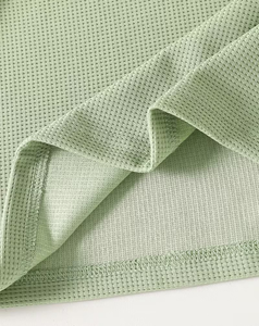 Green Compressed Waffle Knit Jersey Breathable Eco-Friendly Short Sleeve Polo Shirt for Boys Casual Solid Color Collar Design - Product Image 5