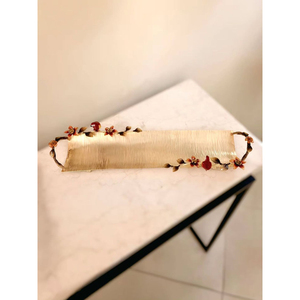 Bol de service de luxe en métal plaqué or de haute qualité, forme ronde, avec base décorée de fleurs, ustensiles de cuisine - Product Image 6