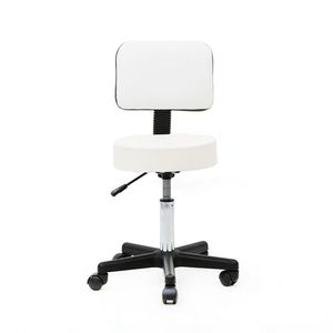 White Round Shape Adjustable Salon <b>Stool</b> <b>with</b> <b>Back</b> Plastic Furniture for Salons - Product Image 1