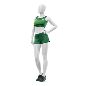 Conjunto de Yoga Personalizado con Estampado Sólido, Top Corto con Cuello Redondo y Tirantes Ajustables, Pantalones Cortos, Tejido Elástico en Cuatro Direcciones, Transpirable y Ecológico - Product Image 4