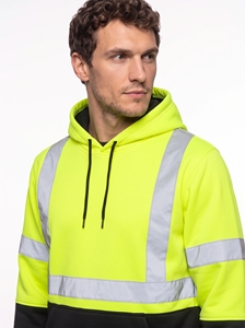 <b>Men</b> High Visibility Hoodie Reflective Safety Workwear Yellow <b>Black</b> <b>Fleece</b> Casual Autumn Wear - Product Image 3