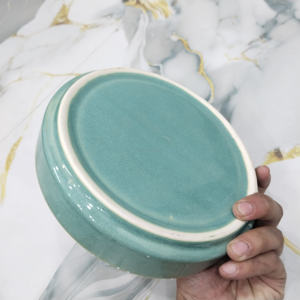 Assiette de service en céramique profonde de couleur vert menthe élégante pour la restauration moderne et le service Assiette en grès émaillé idéale pour les restaurants et les hôtels - Product Image 4