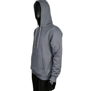 Sweat-shirt à capuche gris pour homme, en molleton, couleur unie, décontracté, pour l'automne, coupe classique, avec poche, en coton tricoté - Product Image 3