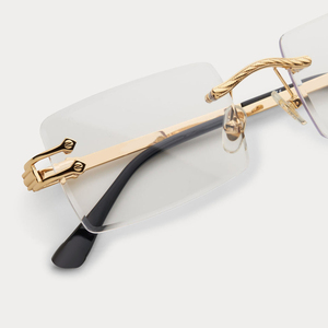 LMA D037 Luxury Designer Men High Quality Square Modern Metal UV400 Clear Lens Diamond Cut Women Rimless Handmade <b>Sunglasses</b> - Product Image 3