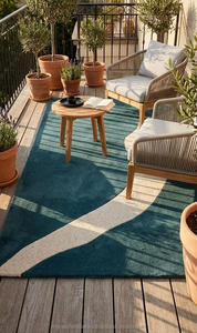 Designer Handtufted Anti-Slip Geometric Pattern <b>Thick</b> Pile Wool Area Rug for Contemporary Home Commercial Interior Styling - Product Image 2