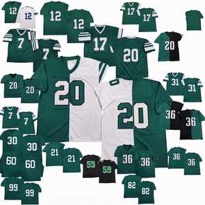 Maillot de football américain vert émeraude bicolore avec nom du joueur, col en V, maille respirante, évacuation de l'humidité, personnalisable, unisexe, vêtement de sport pour adulte, 100% - Product Image 1