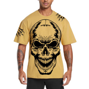 T-shirt Homme Oversize Vintage Délavé à Épaules Tombantes Style Streetwear de Luxe avec Impression Graphique Personnalisée - Product Image 1
