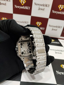 VVS Moissanite Diamond <b>Studded</b> Watch Luxury Automatic Movement Iced Out Watch with Glass Dial and Stainless Steel Material - Product Image 5