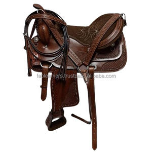 Sillín de caballo tallado antiguo de cuero genuino hecho a mano de alta calidad Western Pleasure Trail Riding disponible al por mayor a granel - Product Image 1