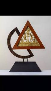 <b>Wooden</b> <b>Triangle</b> Dried Flower Sculpture Decorative Art Piece Home Office Display Collectible General Tribal Mementos - Product Image 2