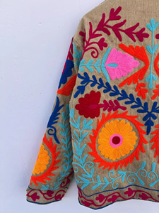 เสื้อแจ็คเก็ตบอมเบอร์ปักลายดอกไม้แบบทอผ้าควิลท์ คอตั้ง ซูซานี เปิดด้านหน้า สำหรับฤดูใบไม้ร่วงและฤดูหนาว |   ของขวัญสุดชิคสำหรับเธอ - Product Image 3