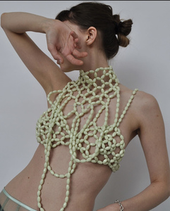 Top Halter de perlas sin espalda para fiestas de Club Sujetador de perlas elegante con collar y ropa interior de mujer - Product Image 3