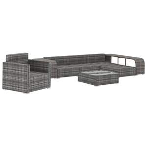 Set di divani da giardino in rattan grigio a otto pezzi con cuscini grigio scuro, divani da giardino in polyrattan - Product Image 3