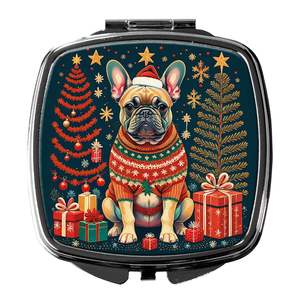 Fawn French Bulldog Compact Travel <b>Makeup</b> <b>Mirror</b> Portable Folding Handheld Design Christmas Gift for Women and Girls - Product Image 1