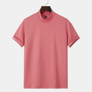 T-shirt à col montant pour homme, décontracté, à manches courtes, léger, couleur unie, basique et tendance - Product Image 3