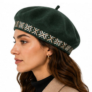 Classic Merino Wool <b>Beret</b> Hat Breathable Felt Fashion with Elegant Embroidery Lightweight Winter Outdoor Unisex Hat - Product Image 3