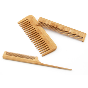 Ensemble professionnel de 3 peignes à queue de rat naturels, peignes à dents larges, peignes à cheveux en bois de bambou écologiques, très vendus - Product Image 1