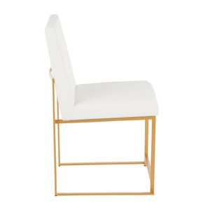 Set di 2 Sedie da Pranzo Fuji Contemporanee con Schienale Alto in Ecopelle Oro e Bianca, Design Moderno ed Elegante - Product Image 3