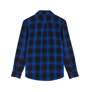 เสื้อเชิ้ตผ้าสักหลาดสำหรับผู้ชายแขนยาวลายตารางสีน้ำเงินดำเสื้อเชิ้ตผ้าฝ้ายแฟนซีสำหรับผู้ชายในฤดูใบไม้ร่วงและฤดูหนาว - Product Image 2
