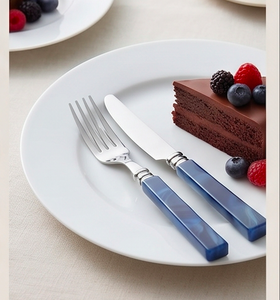 Ensemble de couverts finis argentés avec manche en résine bleu marine pour la restauration, les mariages, les fêtes, la maison, la cuisine et les restaurants - Product Image 5