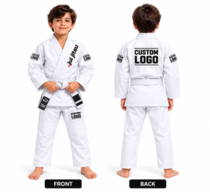Combinaison de Jiu-Jitsu légère pour enfants, 100% coton, 350 grammes, fabricant de kimonos de Jiu-Jitsu brésilien pour enfants, logo personnalisé - Product Image 2