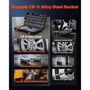 Set di Attrezzi per Riparazione Auto da 159 Pezzi, Kit Meccanico con Chiavi a Bussola SAE e Metriche da 1/4, 3/8, 1/2 Pollici, Cacciaviti - Product Image 2