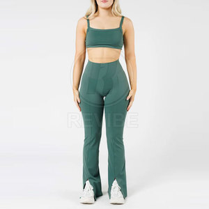 Wholesale Custom Made Yoga Mid Waist Casual Women <b>Flare</b> <b>Legging</b> High Quality Eco-Friendly Breathable Spandex/Polyester - Product Image 3