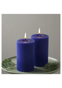 Bougie pilier en cire de soja écologique sans fumée de qualité supérieure avec parfum personnalisé et design côtelé pour la décoration festive de la maison - Product Image 2