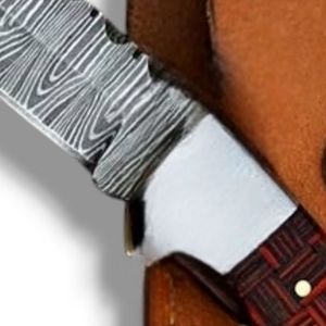 Couteaux pliants de Damas avec étui en cuir véritable, couteaux de chasse et de camping personnalisés, couteaux de poche tactiques EDC, cadeau de collection - Product Image 2