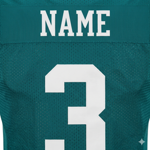 American Football Jersey Men Teal White Number 3 V-Neck Short Sleeve Breathable Polyester Mesh Uniform All Seasons - Product Image 5