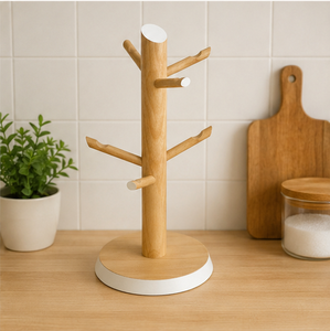 High Quality Wooden Mug Holder Tree with 6 Hooks Modern Countertop Coffee Cup <b>Stand</b> Organizer For Farmhouse Kitchen <b>Tea</b> Cup Rack - Product Image 2