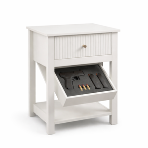 ELVROGEST SA Nightstand hidden gun compartment secret drawer secure <b>storage</b> modern white wood bedside <b>table</b> concealed safe box - Product Image 1