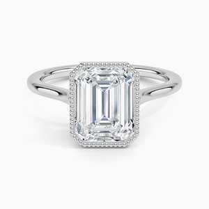 Anillo SOJ 023 con Corte Esmeralda, Plata 925, Engaste Margot con Moissanita de 2ct, Color D, VVS1, Certificado GRA, Bañado en Platino, para Boda - Product Image 1