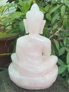 Estatua Grande de Buda de Cuarzo Rosa Tallada a Mano, Escultura de Cristal para Meditación, Fabricante OEM ODM - Product Image 5