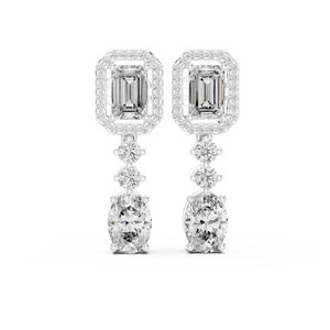 ต่างหูทรงหยดน้ำประดับมรกตทำมือ ตัวเรือนทองคำชมพู 14K ประดับเพชรทรงเหลี่ยมแบบสเต็ปคัท เพชรเลี้ยงในห้องปฏิบัติการ ต่างหูระย้าหรูหรา เครื่องประดับชั้นดี - Product Image 4